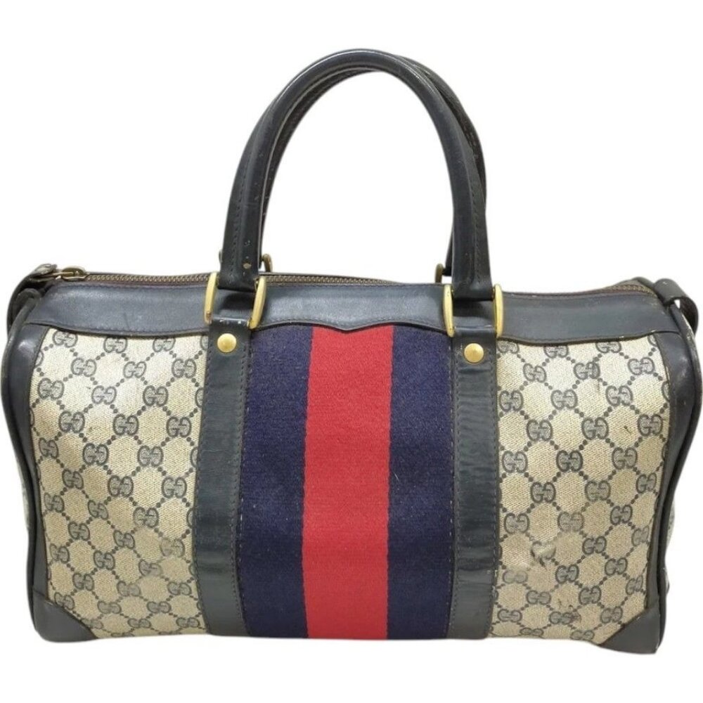 748273BS (L3) Gucci Hand Bag Sherry Line Navy Blue PVC